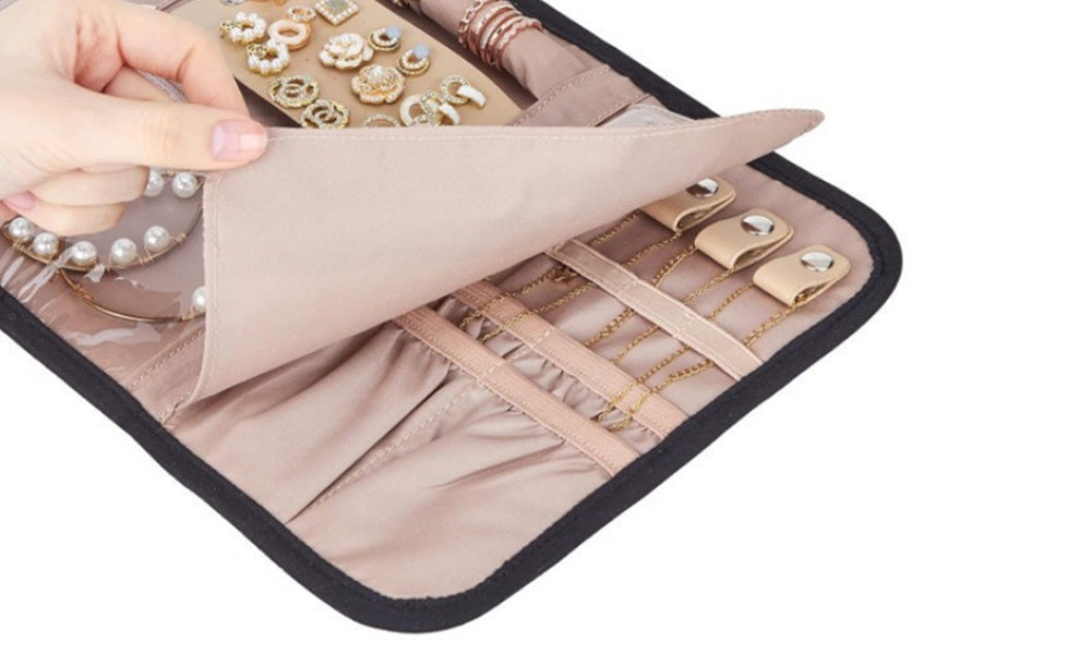 2 PCS Foldable Roll Up Earring and Jewelry Organizer Travel Bags