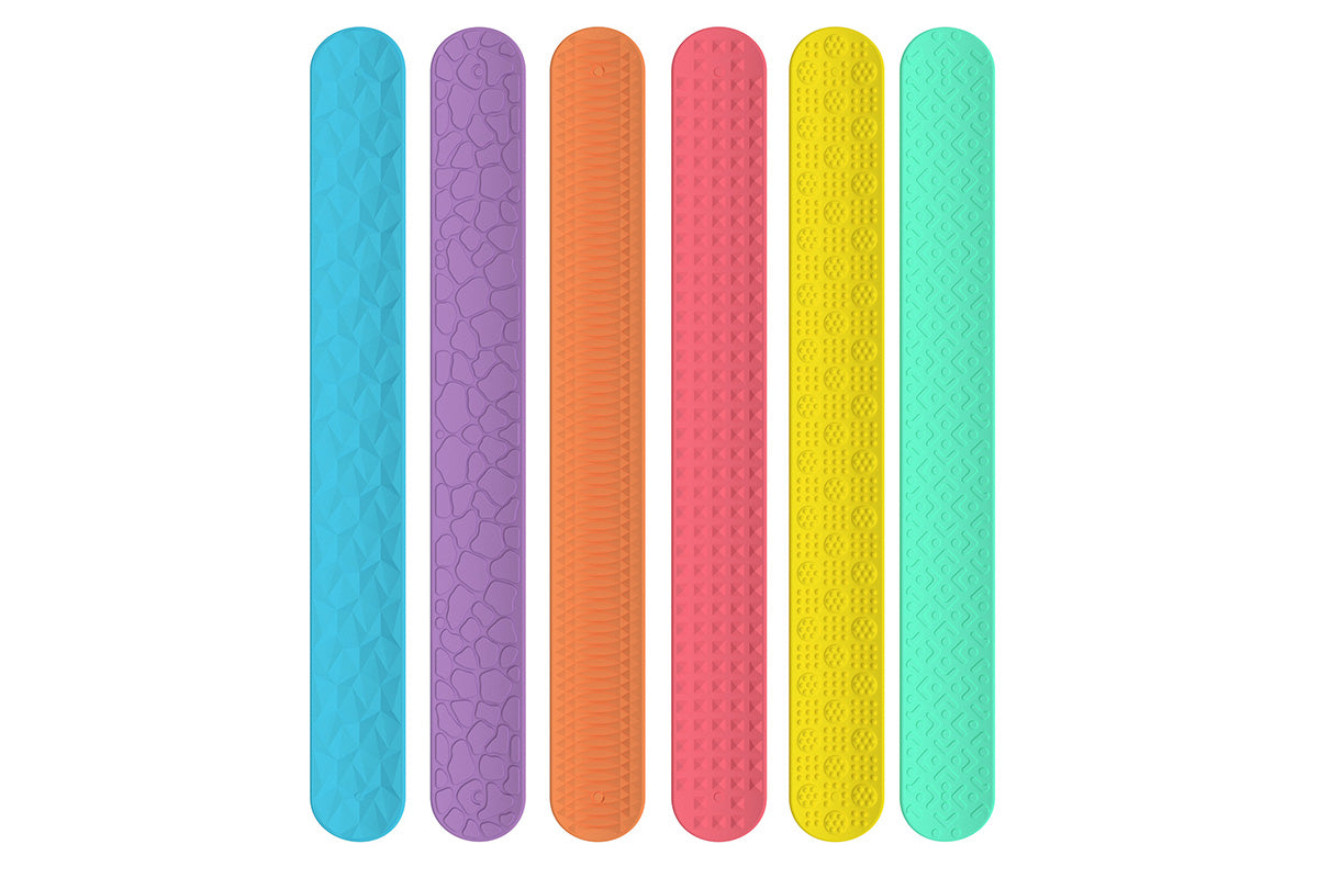 6 Pieces Sensory Textured Silicone Snap Bracelets Fidget Toys for Kids and Teens