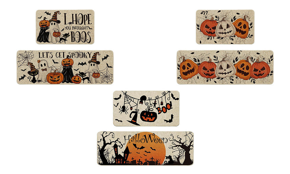 2 Piece Halloween Floor Mat Set for Home Kitchen Easy Care