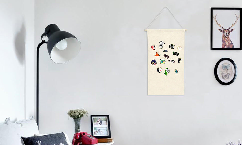 2 Piece Canvas Pin Badge Organizer Display Banners for Wall Hanging