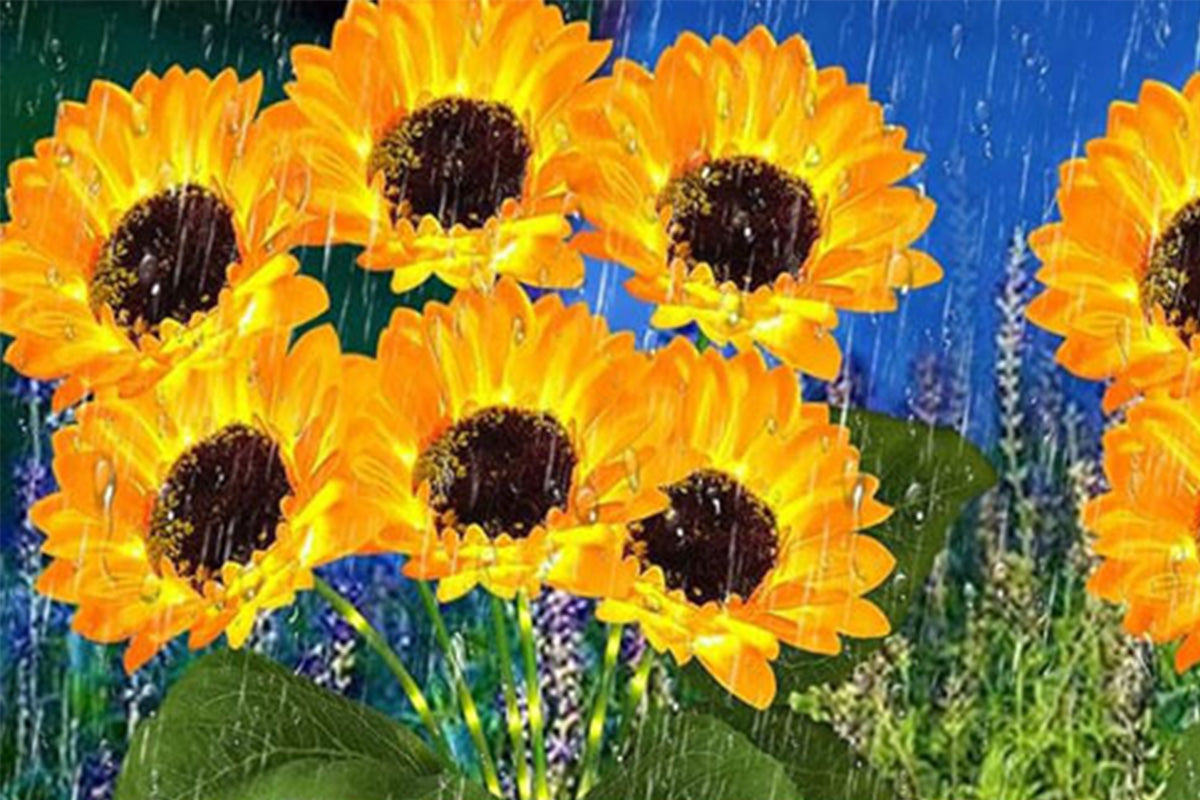2 Pcs Solar Sunflower Lights for Outdoor Garden Patio Lawn Waterproof
