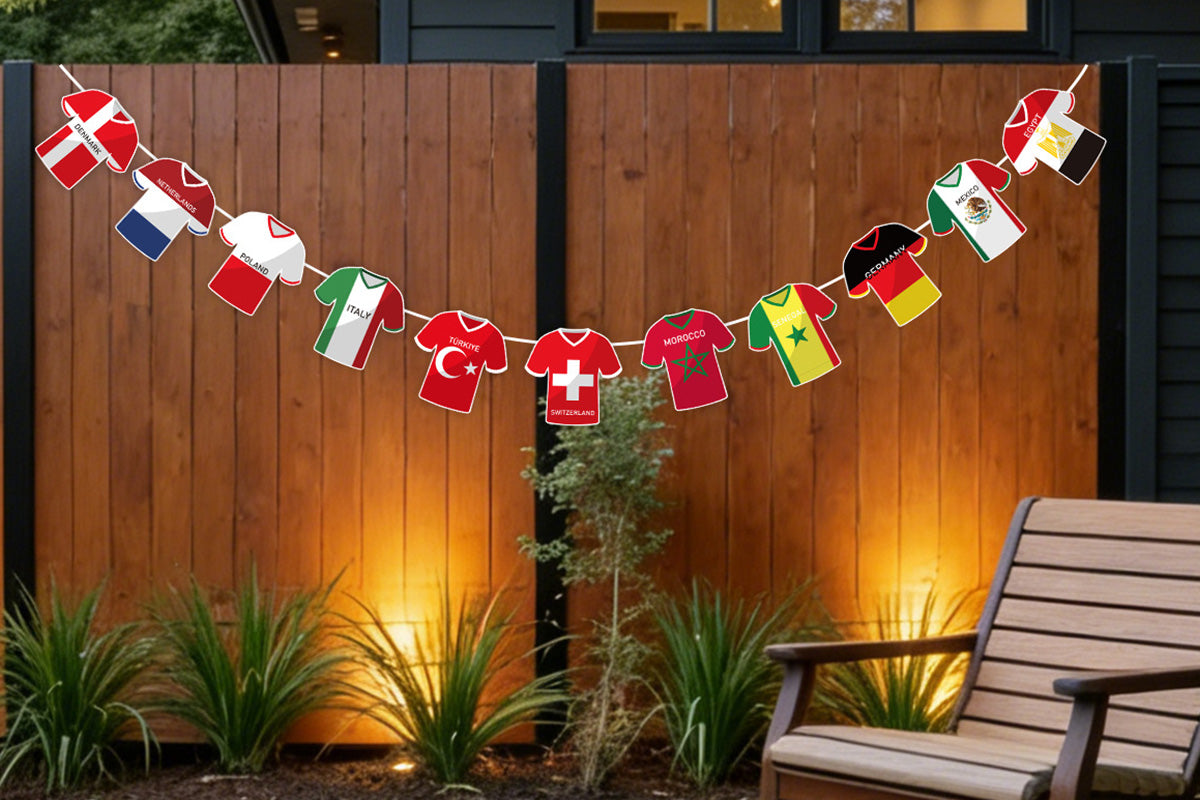 49 Pcs World Cup Party Bunting Soccer Jersey Flag Pennant Banner for Sports Theme Decor