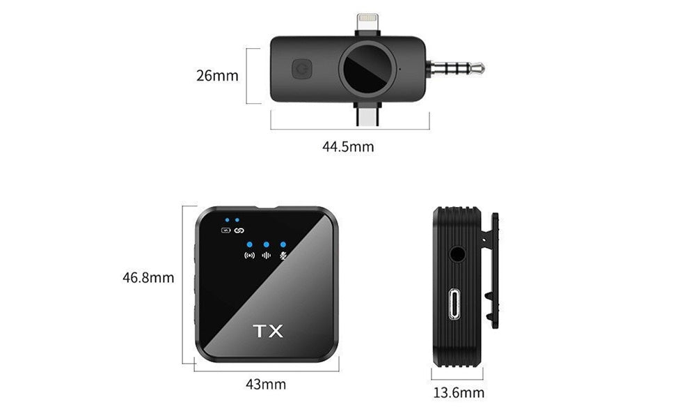 Wireless Clip-On Lapel Microphone for Type-C 3.5mm Interface Devices