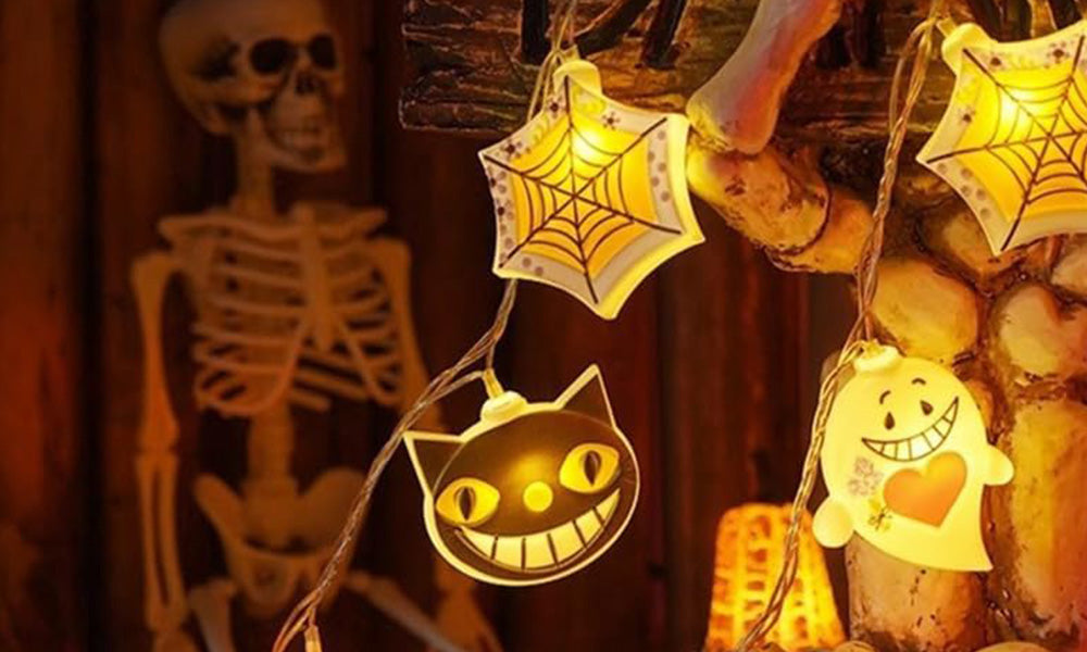 USB Halloween Ghost LED String Lights 4 Point 5m 30 Bulbs Decoration