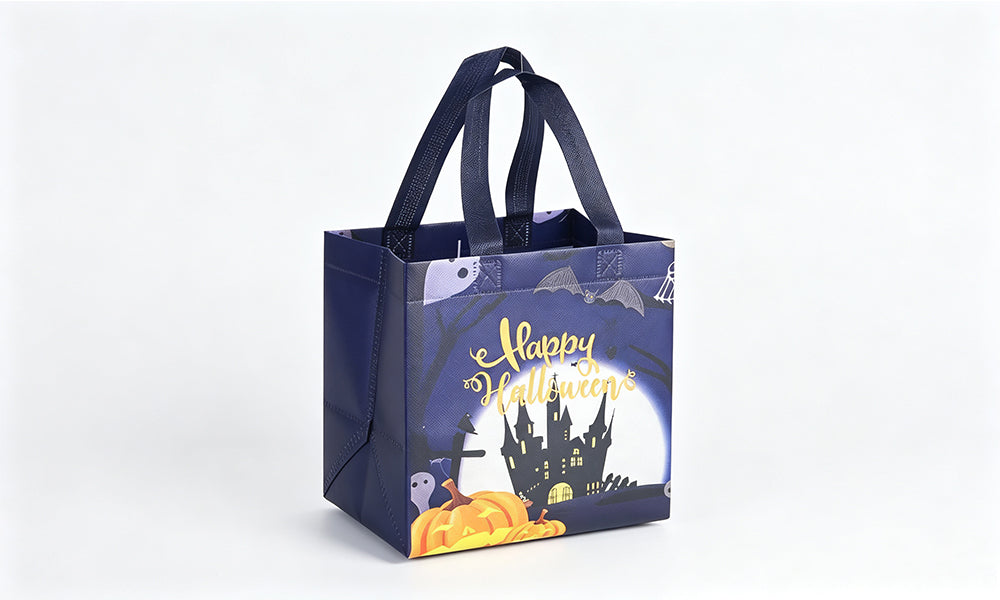 7 PCS Nonwoven Halloween Tote Bags with Double Sided Printed Designs