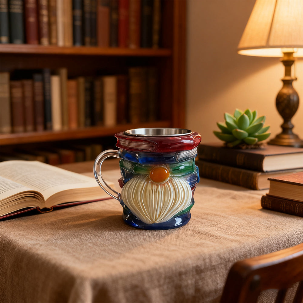 Painted Gnome Book Mug Novelty 3D Books Stack Coffee Cup