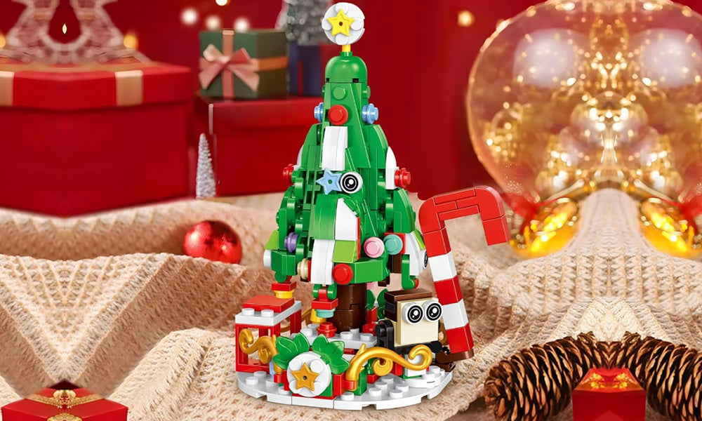 Christmas Advent Calendar Building Blocks for Adults Featuring Tree Reindeer and Sleigh Train
