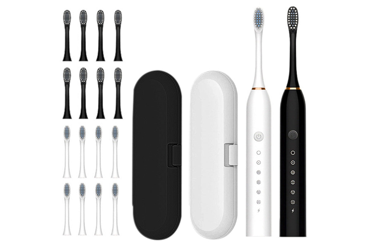 Couple's 6-Mode Electric Toothbrush Set Portable Travel Toothbrush with Smart Timer