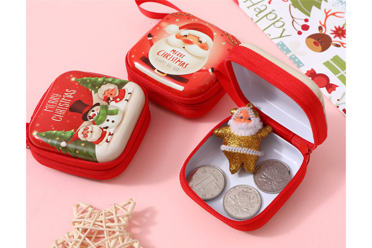 6Pcs Christmas Coin Purse Portable Cartoon Mini Zipper Bag for Kids