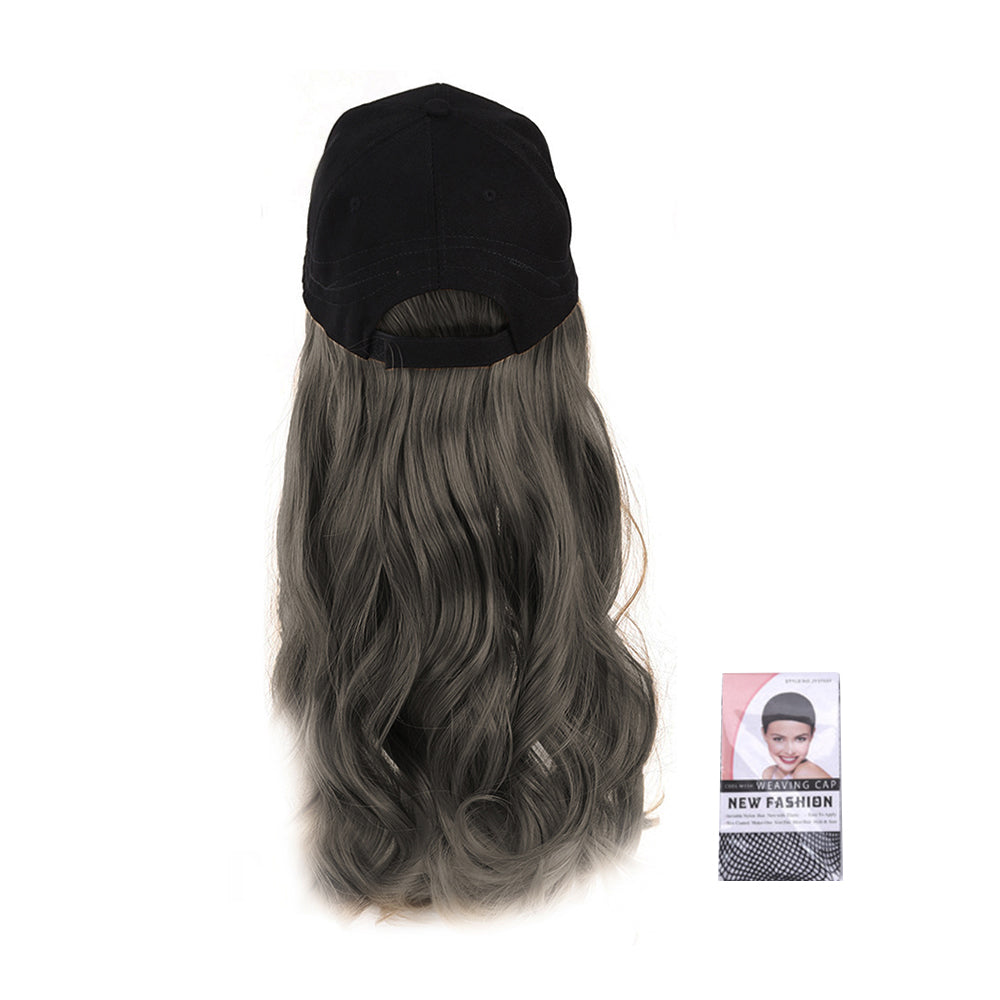 Curly Long Wig Baseball Cap Adjustable Sun Visor Hat for Women Girls