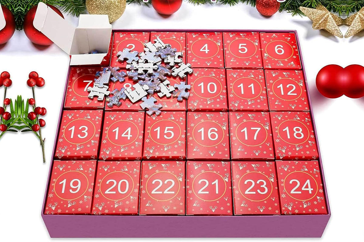 24 Days Christmas Advent Calendar 1008 Pcs Jigsaw Puzzles Countdown Calendar Blind Box