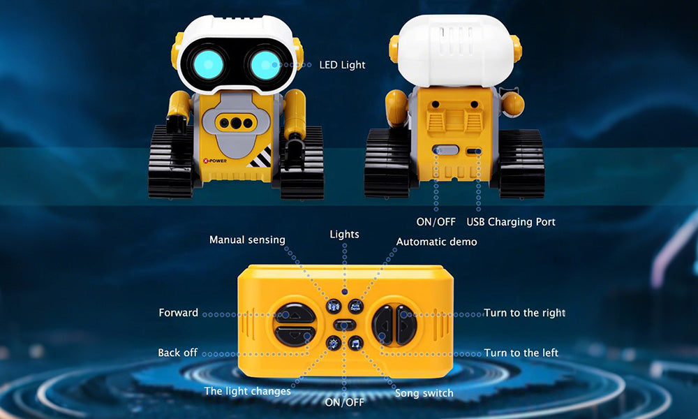 Remote Control Gesture Sensing Robot Toy with LED Light Effects