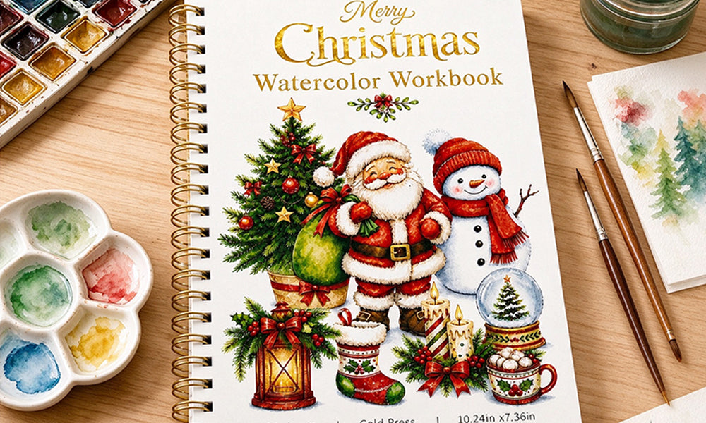 Christmas Watercolor Workbook 14 Designs 200g Cold Press Paper Spiral Bound