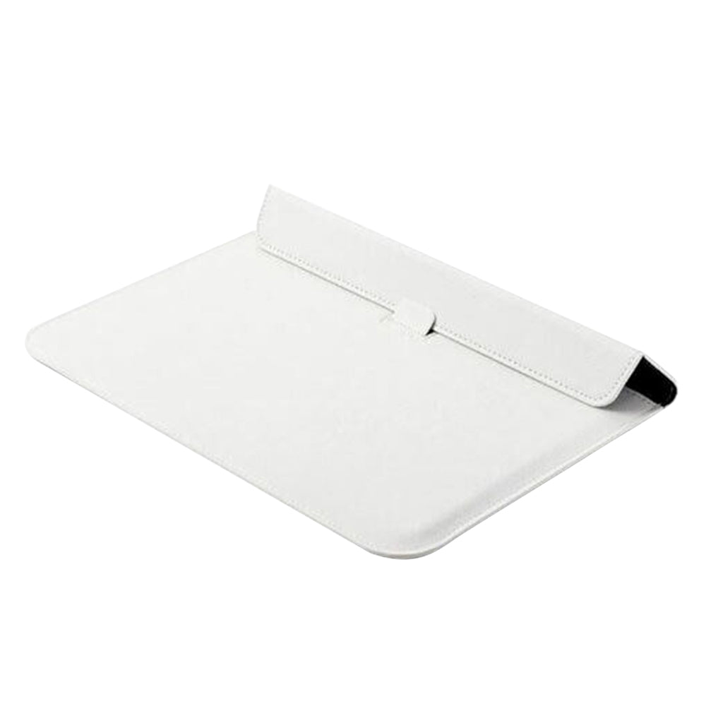 PU Leather Sleeve Case Pouch Laptop Bag with Stand for Macbook 15 inches White