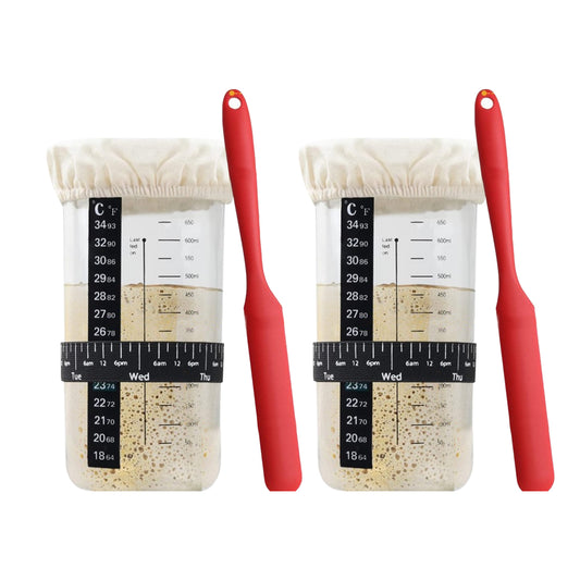 2 X Sourdough Starter Jar Kit with 24 oz Glass Jar Baking Supplies