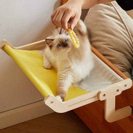 Adjustable Cat Window Perch Cat Hammock Hanging Cat Bed - Grey Yellow