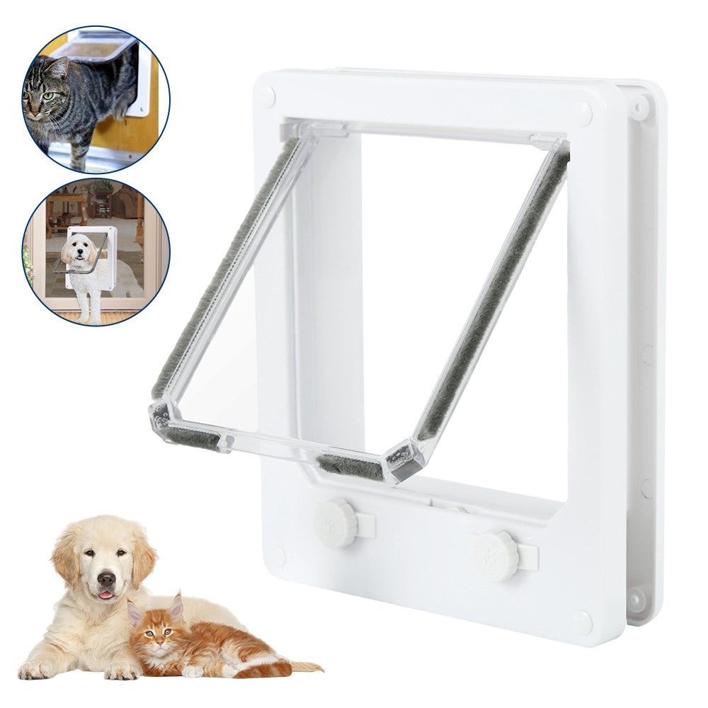 Lockable Pet Flap Door Thin Cat Flap Door with 4-Way Safe Lock - L Size