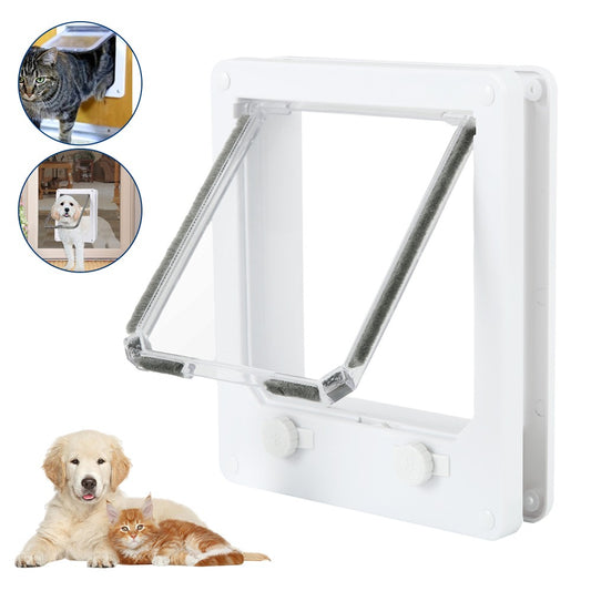 Lockable Pet Flap Door Thin Cat Flap Door with 4-Way Safe Lock - L Size