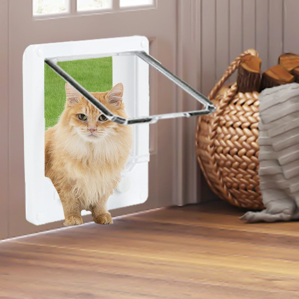 Lockable Pet Flap Door Thin Cat Flap Door with 4-Way Safe Lock - L Size