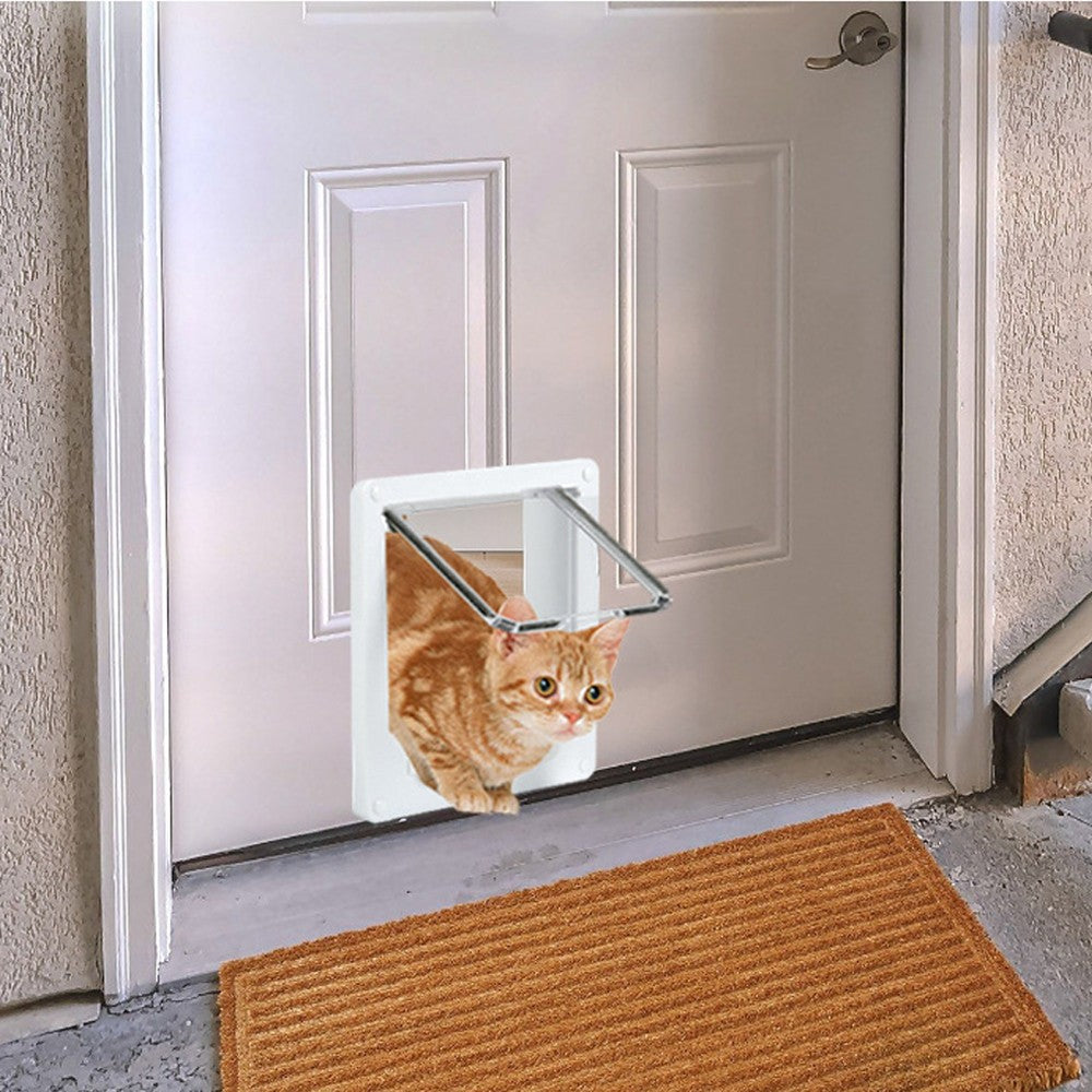 Lockable Pet Flap Door Thin Cat Flap Door with 4-Way Safe Lock - L Size
