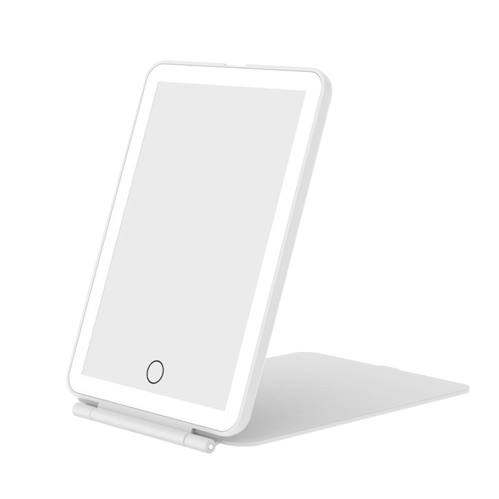 Folding Light up Makeup Mirror USB Dimmable Vanity Mirror with LED Light - White