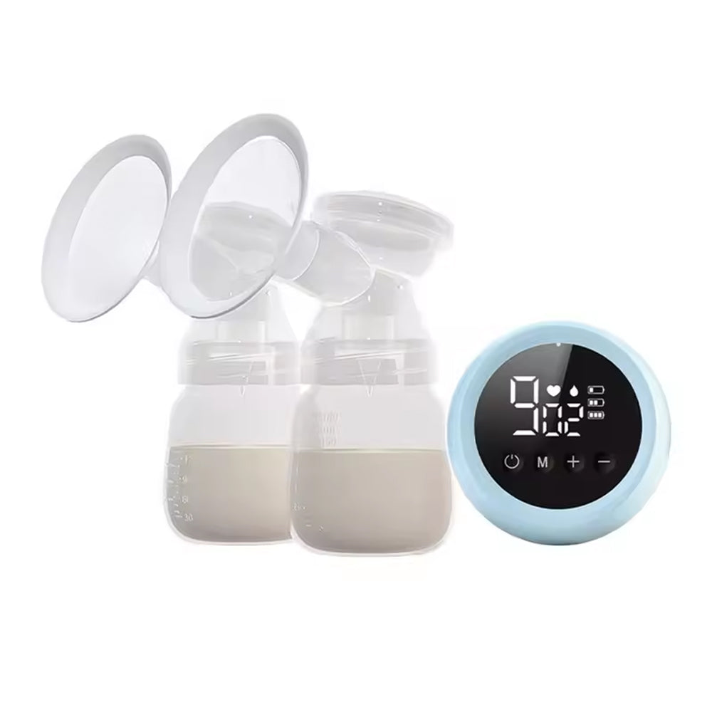 Double Breast Milk Pump Electric Breastfeeding Pump 3 Modes Rechargeable - Blue