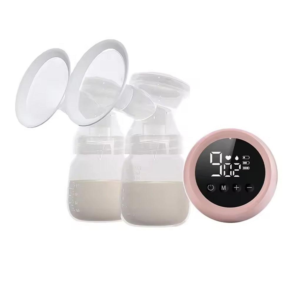 Double Breast Milk Pump Electric Breastfeeding Pump 3 Modes Rechargeable - Pink