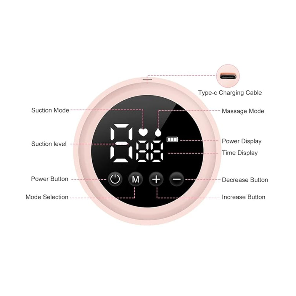 Double Breast Milk Pump Electric Breastfeeding Pump 3 Modes Rechargeable - Pink