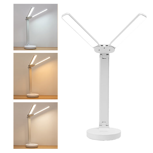 Double Head LED Desk Light Eye-Caring Foldable Touch Control Reading Lamp
