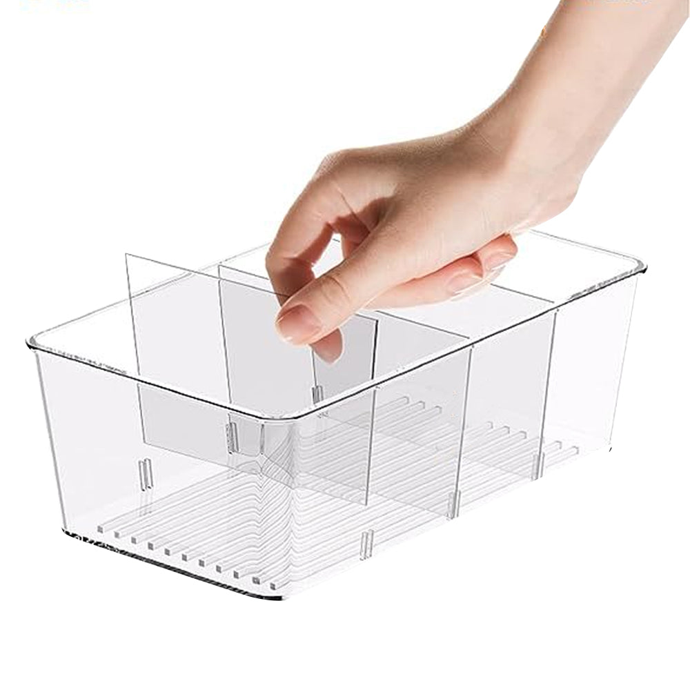 Set of 2 Plastic Storage Bins Container for Pantry Kitchen Fridge Organizer