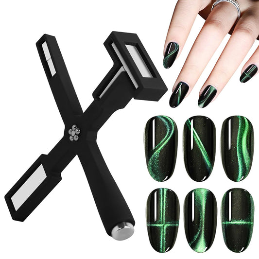 5-in-1 Cat Eye Magnet Tool Cross Strong Magnetic Multifunctional Nail Tool-Black