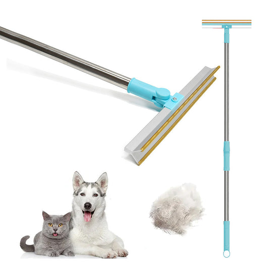 Reusable Pet Hair Remover Carpet Scraper Adjustable Long Handle Carpet Rake