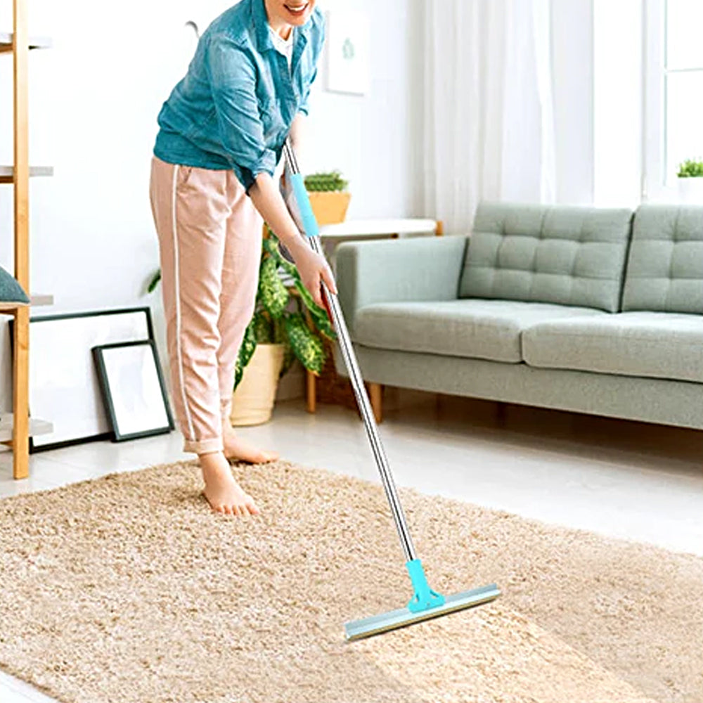 Reusable Pet Hair Remover Carpet Scraper Adjustable Long Handle Carpet Rake