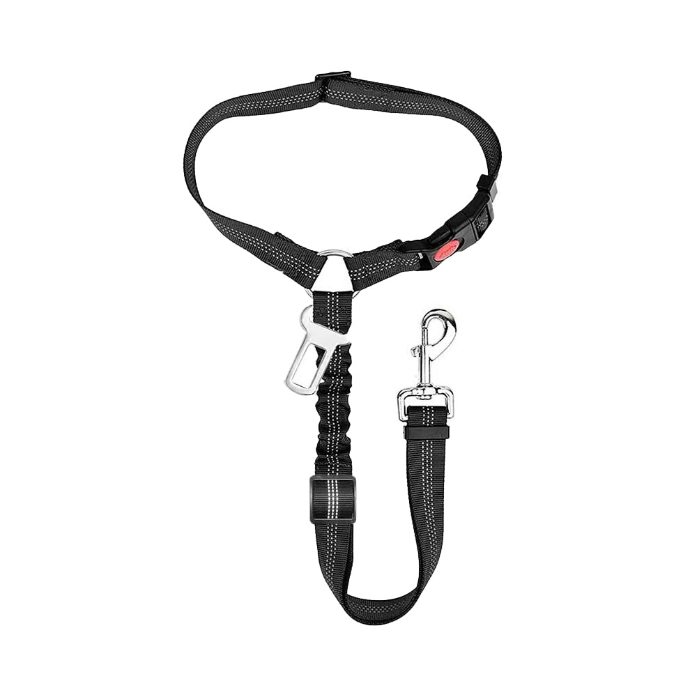 Removable Dog Seat Belt Harness for Car Adjustable High Elastic Bungee - Black