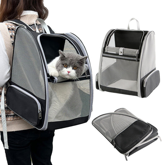 Cat Backpack Carrier Portable Breathable Foldable Outdoor Travel Pet Bag - Black