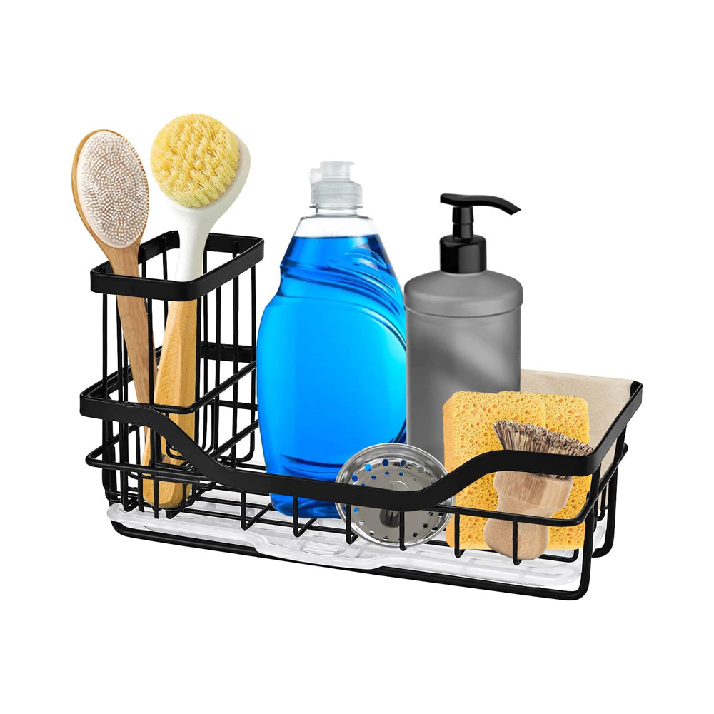 Sponge Holder for Kitchen Sink Detachable Stainless Steel Sink Holder - Black