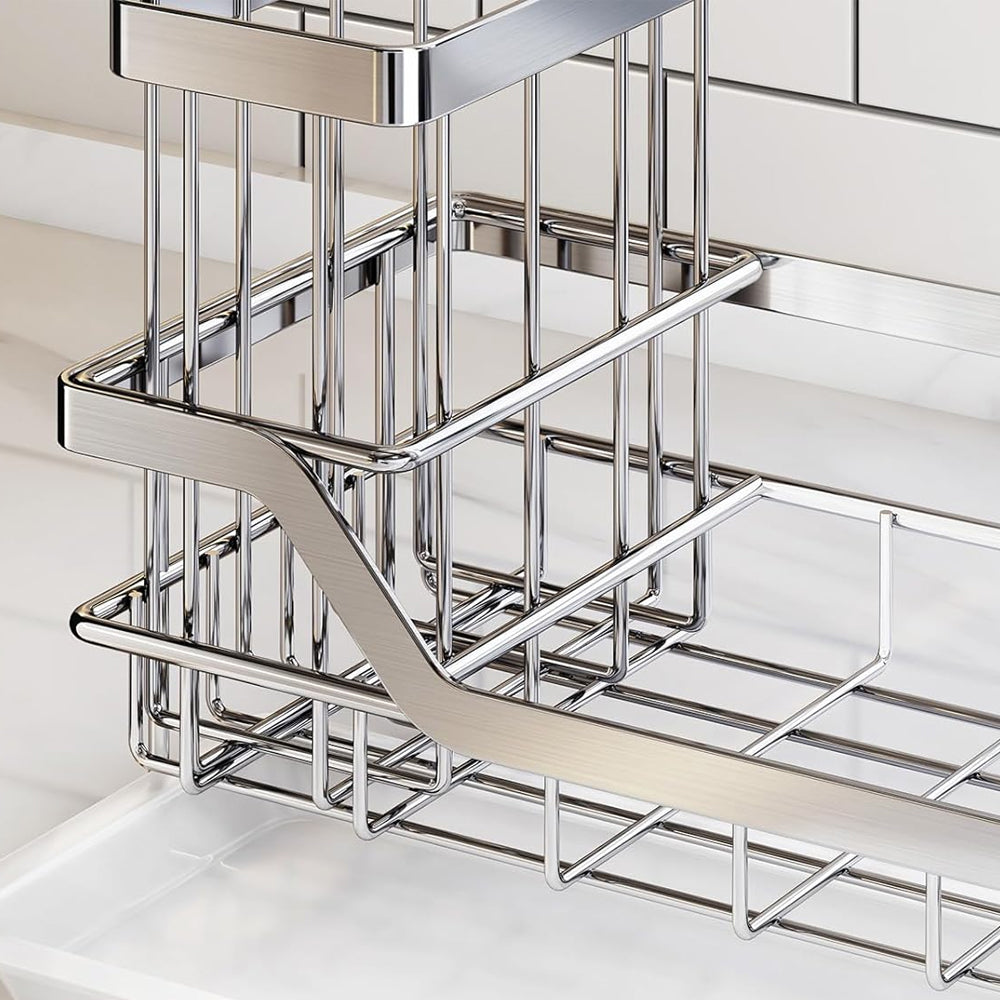 Sponge Holder for Kitchen Sink Detachable Stainless Steel Sink Holder - Silver