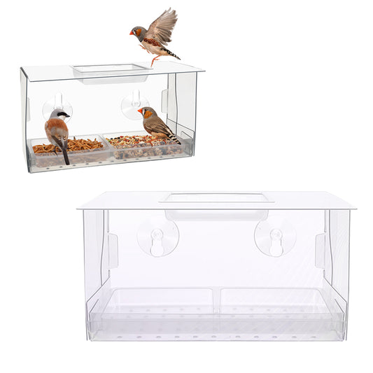 Clear Acrylic Window Bird Feeder Foldable Bird Feeder Box for Indoor Outdoor