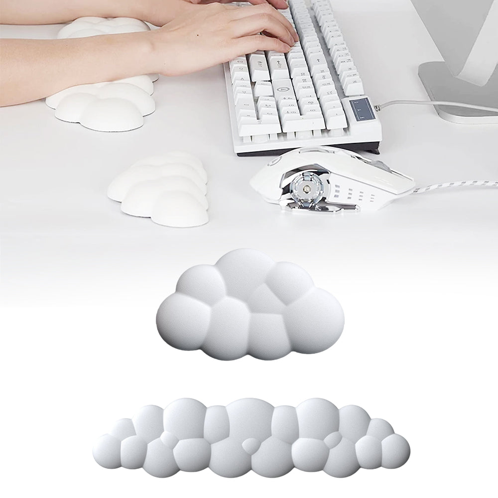 2Pcs Ergonomic Cloud Wrist Rest Keyboard Mouse Wrist Pad Wrist Support - White