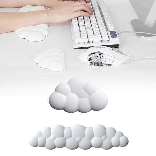 2Pcs Ergonomic Cloud Wrist Rest Keyboard Mouse Wrist Pad Wrist Support - White