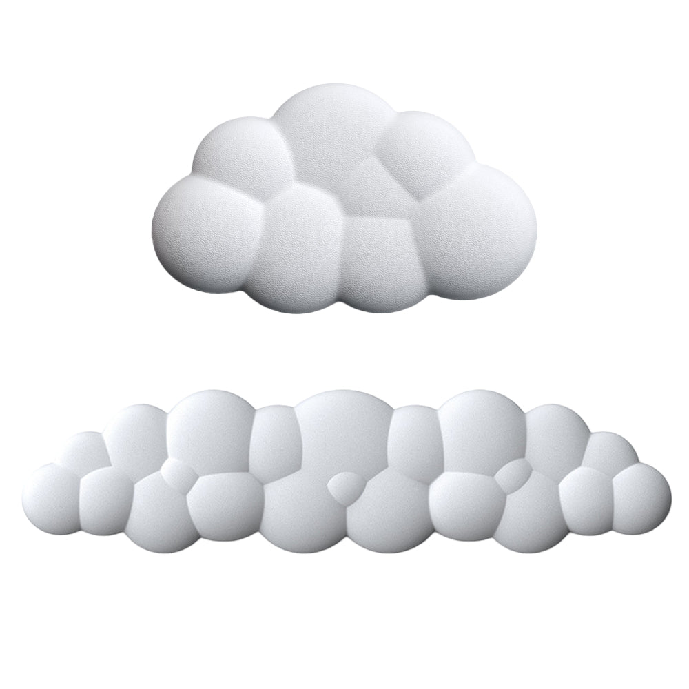 2Pcs Ergonomic Cloud Wrist Rest Keyboard Mouse Wrist Pad Wrist Support - White