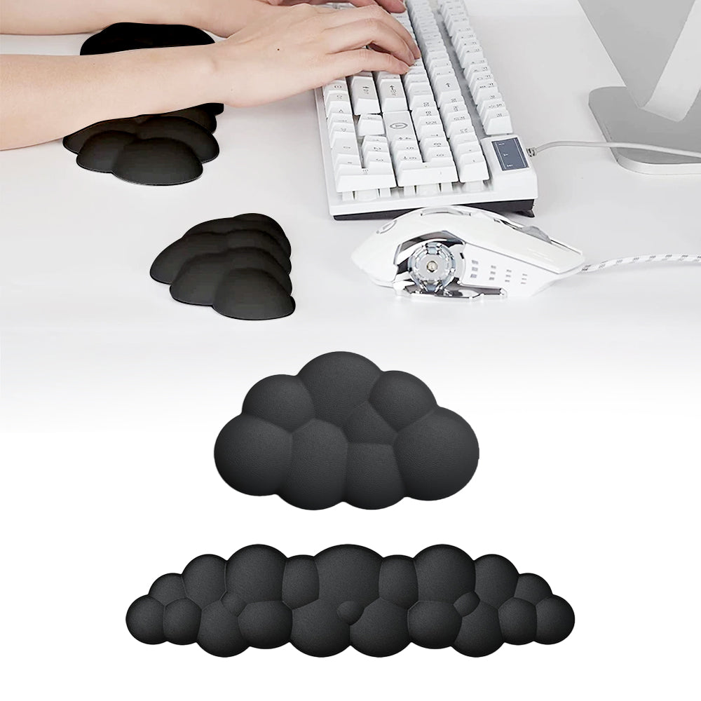 2Pcs Ergonomic Cloud Wrist Rest Keyboard Mouse Wrist Pad Wrist Support - Black