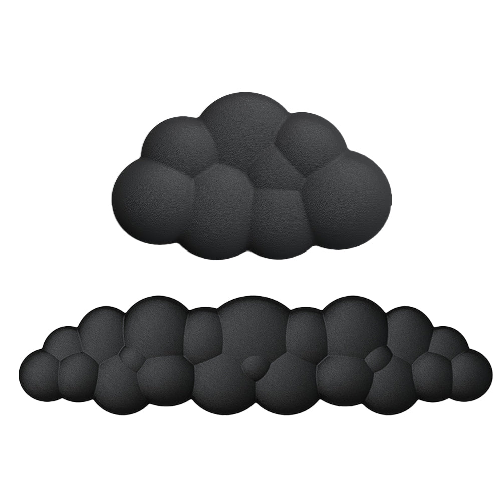 2Pcs Ergonomic Cloud Wrist Rest Keyboard Mouse Wrist Pad Wrist Support - Black