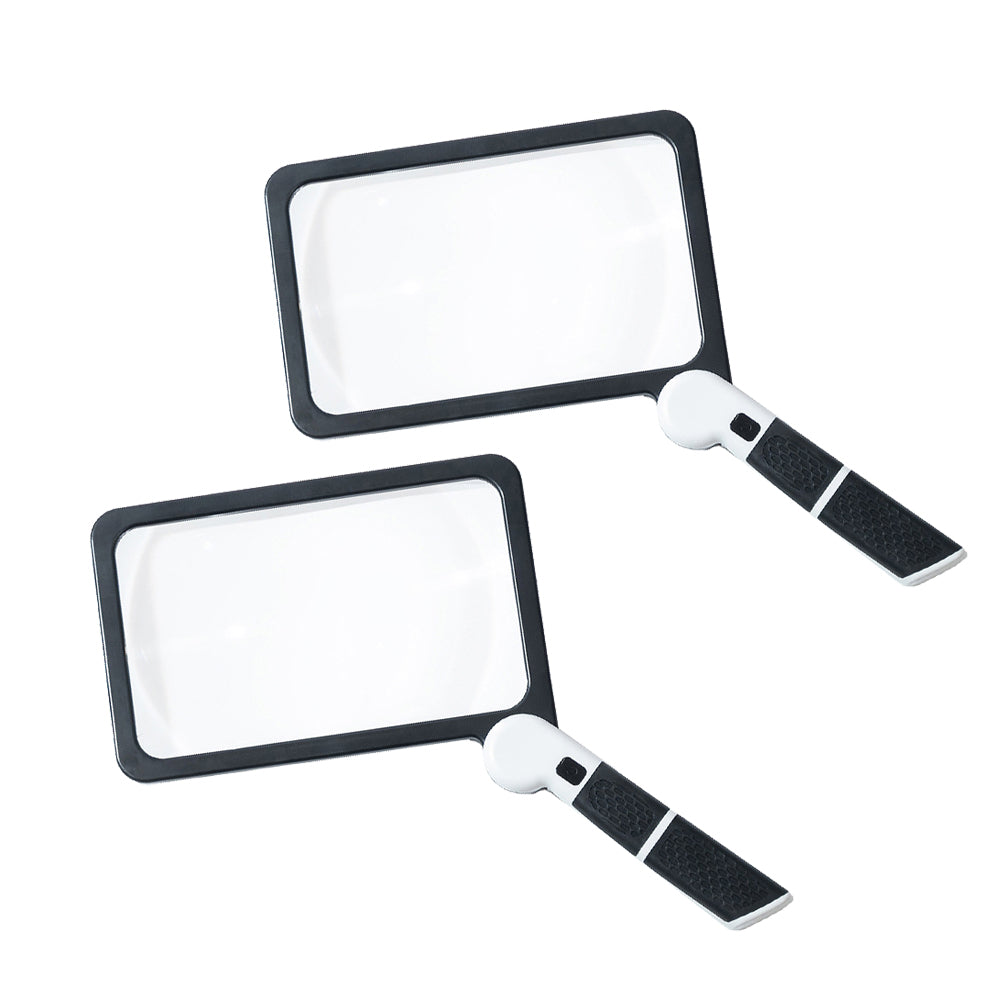 2Pcs 5X Folding Handheld Magnifying Glass Reading Rectangle Magnifier with Light