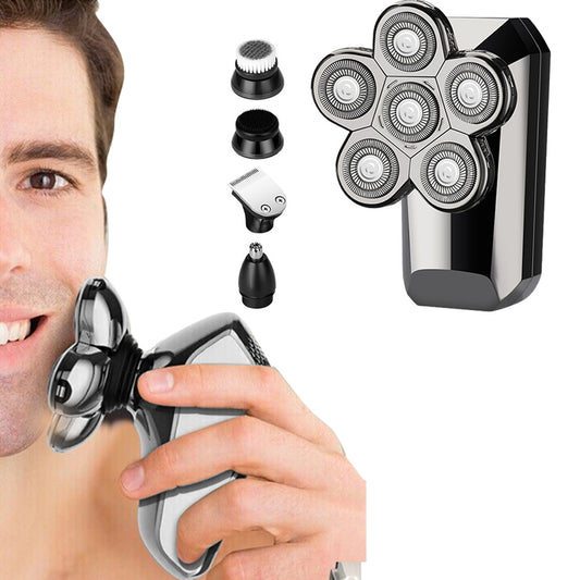5-in-1 Electric 6D Rotary Shaver Hair Trimmer Cordless Water-resistant Barber
