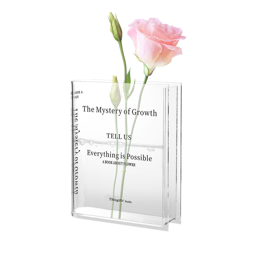 Plastic Clear Book Vase for Flowers Bookshelf Vase Decoration - ST1