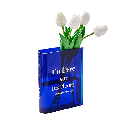 Plastic Clear Book Vase for Flowers Bookshelf Vase Decoration - ST3
