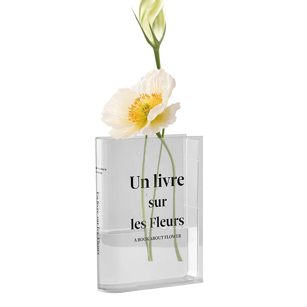 Plastic Clear Book Vase for Flowers Bookshelf Vase Decoration - ST4