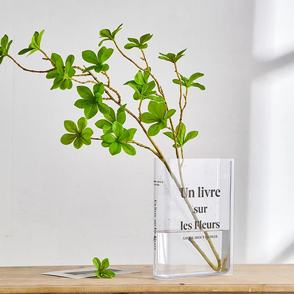 Plastic Clear Book Vase for Flowers Bookshelf Vase Decoration - ST4