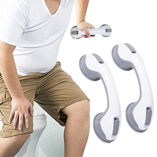 2Pcs Suction Cup Shower Handles Grab Bars for Shower for Elderly Grey
